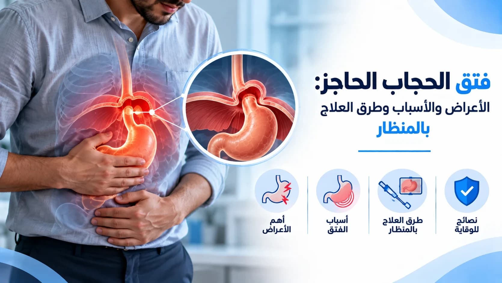 فتق الحجاب الحاجز: الأعراض والأسباب وطرق العلاج بالمنظار